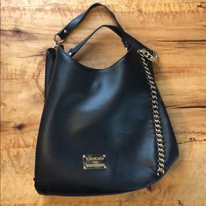 BeBe black purse with gold chain accent